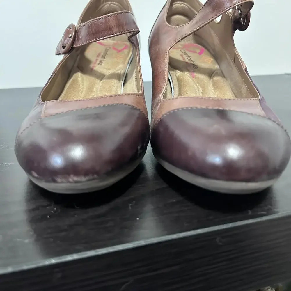 Comfortiva Alora Leather Mary Jane‎ Brown Patchwork Women's size 8.5